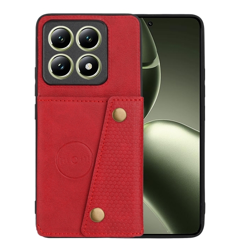 

For Xiaomi 14T 5G Double Buckle Card Slots Magnetic Phone Case(Red)