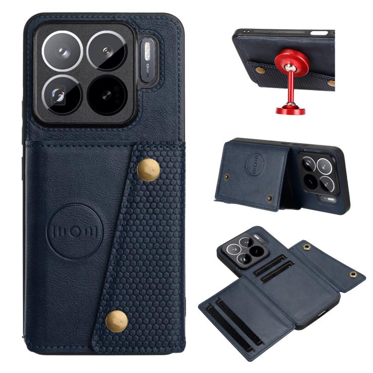 

For Xiaomi 15S Pro Double Buckle Card Slots Magnetic Phone Case(Blue)