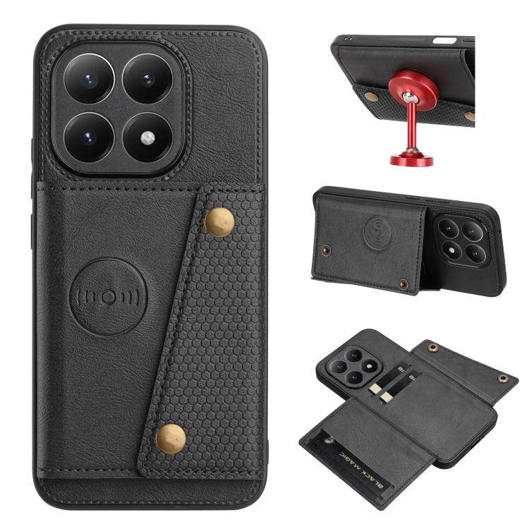 

For Xiaomi 15T Pro Double Buckle Card Slots Magnetic Phone Case(Black)