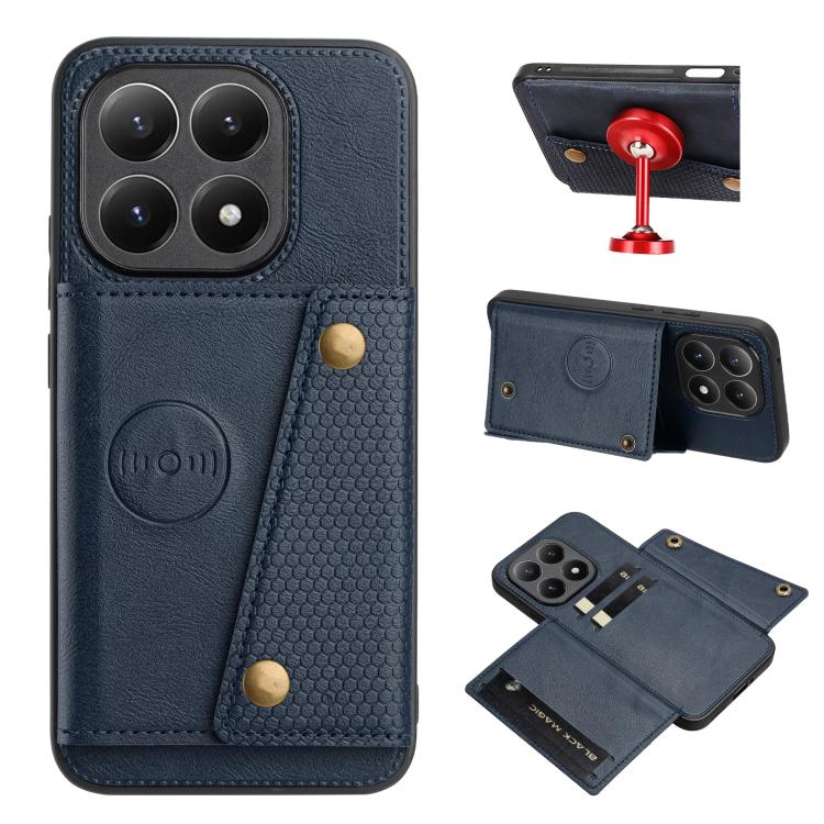 

For Xiaomi 15T Pro Double Buckle Card Slots Magnetic Phone Case(Blue)