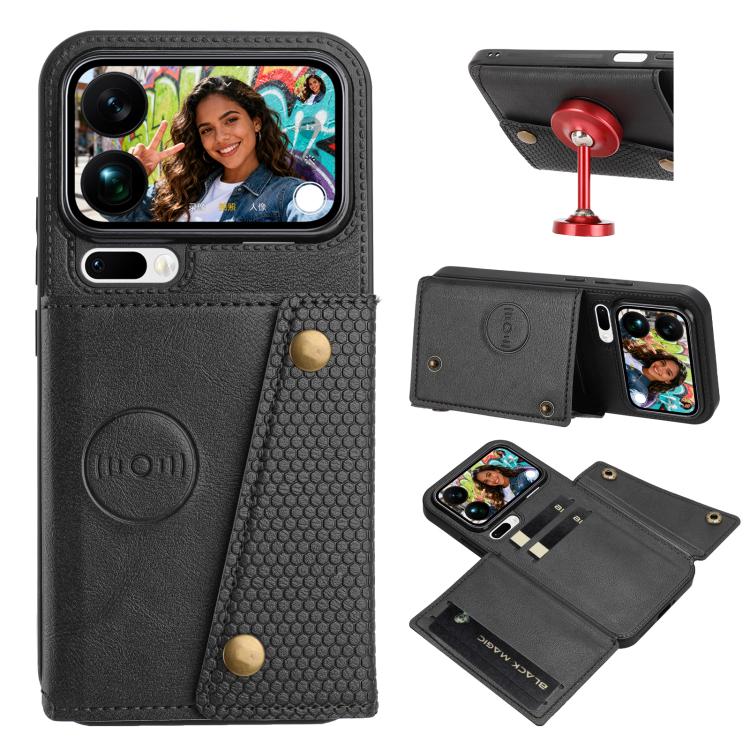 

For Xiaomi 17 Pro Max Double Buckle Card Slots Magnetic Phone Case(Black)