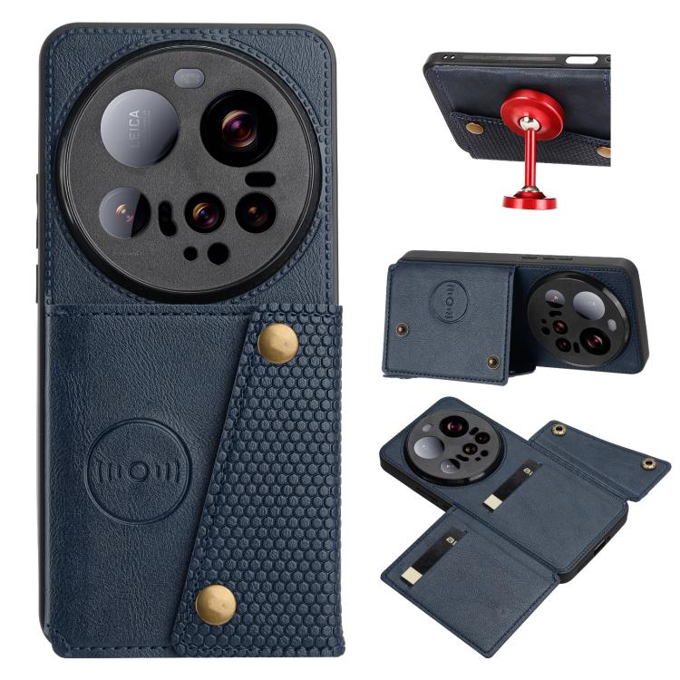 

For Xiaomi 15 Ultra Double Buckle Card Slots Magnetic Phone Case(Blue)