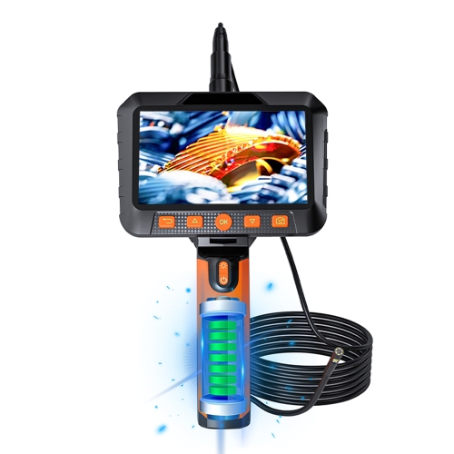 

T27 5 inch IPS Color Screen 5.5mm Single Camera Handheld Hard Cable HD Industrial Endoscope, Length:1m(Orange Black)