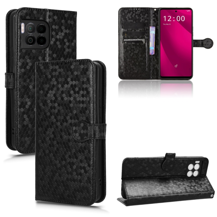 

For T-Mobile Revvl 7 Pro 5G Honeycomb Dot Texture Leather Phone Case(Black)