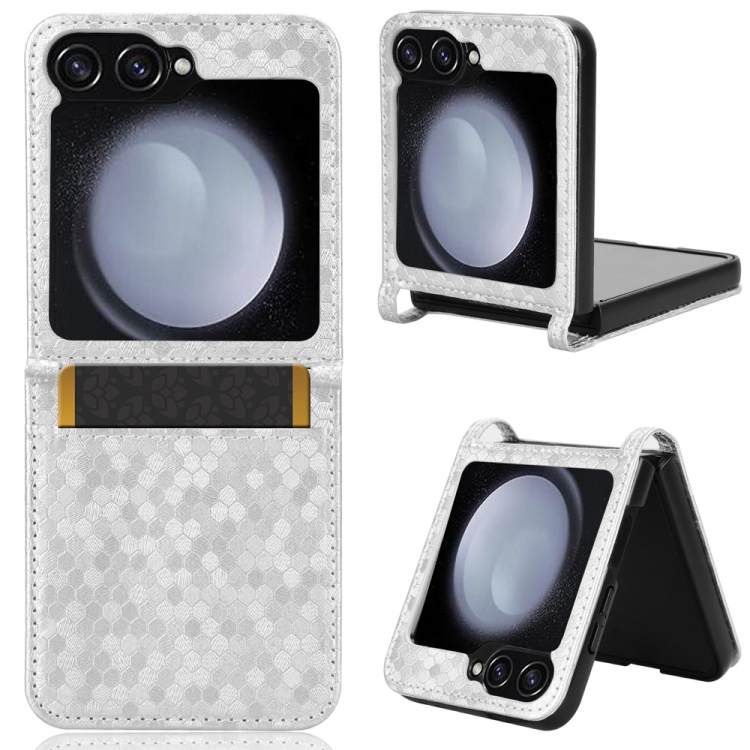 

For Samsung Galaxy Z Flip6 5G Honeycomb Dot Texture Leather Phone Case(Silver)