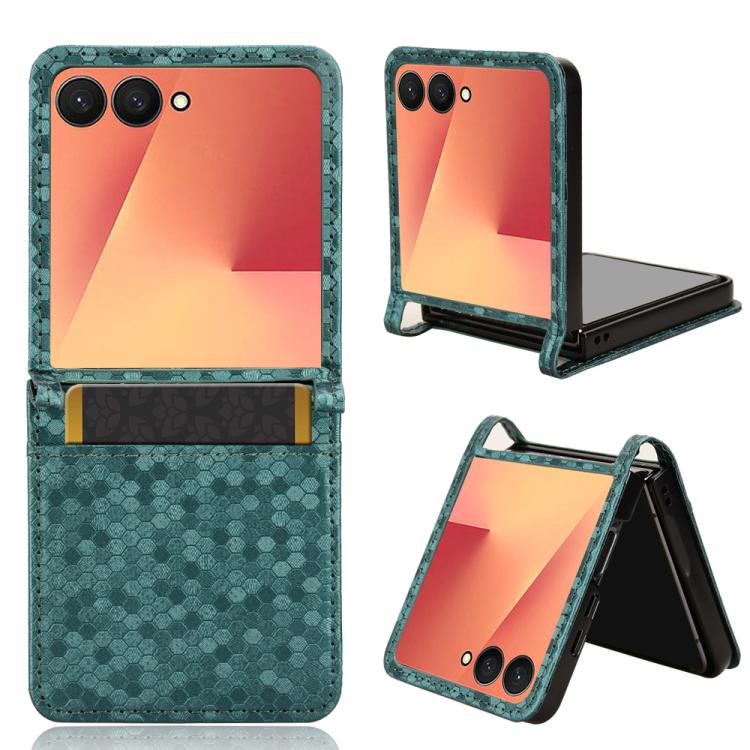 

For Samsung Galaxy Z Flip7 5G Honeycomb Dot Texture Leather Phone Case(Green)