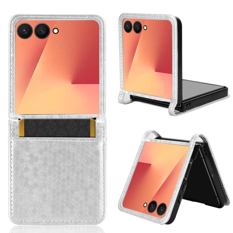 

For Samsung Galaxy Z Flip7 5G Honeycomb Dot Texture Leather Phone Case(Silver)