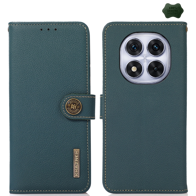

For Redmi Note 14 Pro 5G KHAZNEH Custer Texture RFID Genuine Leather Phone Case(Green)