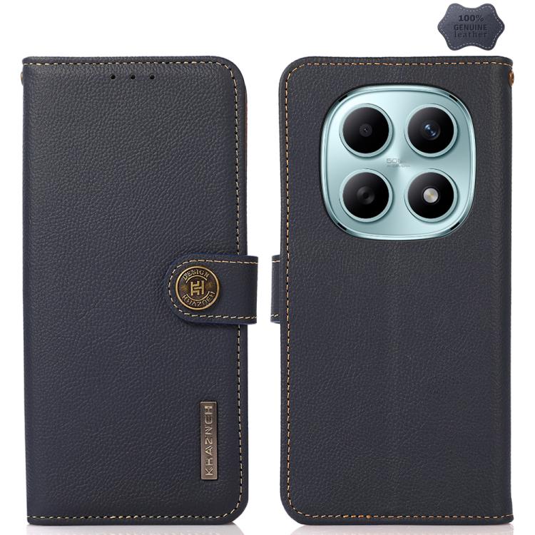 

For Redmi Note 15 5G Global 164mm KHAZNEH Custer Texture RFID Genuine Leather Phone Case(Blue)
