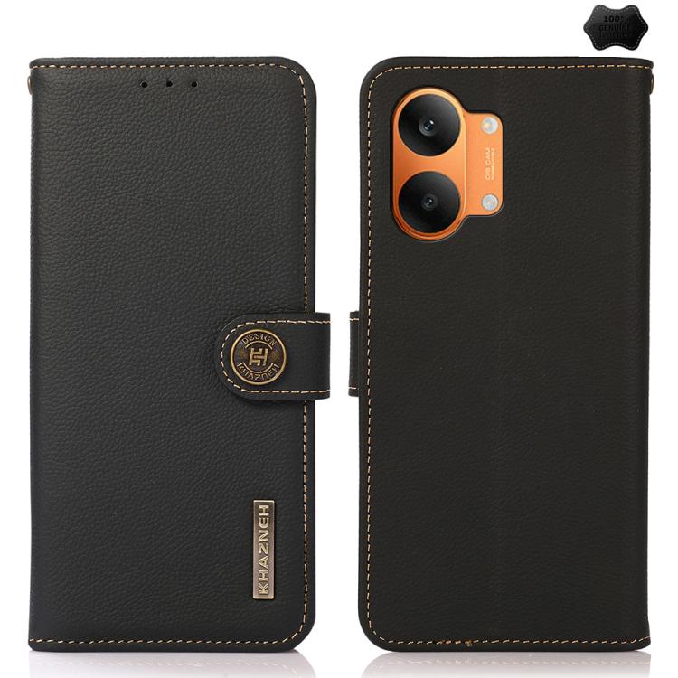 

For Redmi Turbo 5 Max / Poco X8 Pro Max KHAZNEH Custer Texture RFID Genuine Leather Phone Case(Black)