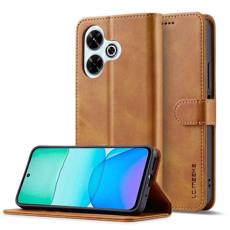 

For Redmi 13 4G LC.IMEEKE Calf Texture Leather Phone Case(Brown)