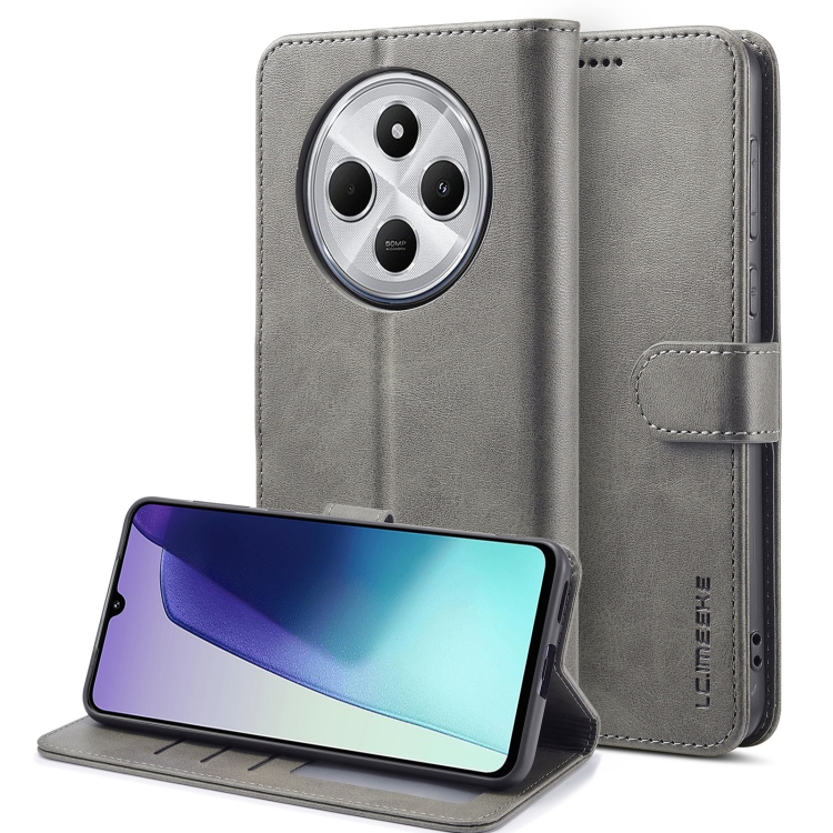 

For Redmi 14C LC.IMEEKE Calf Texture Leather Phone Case(Grey)