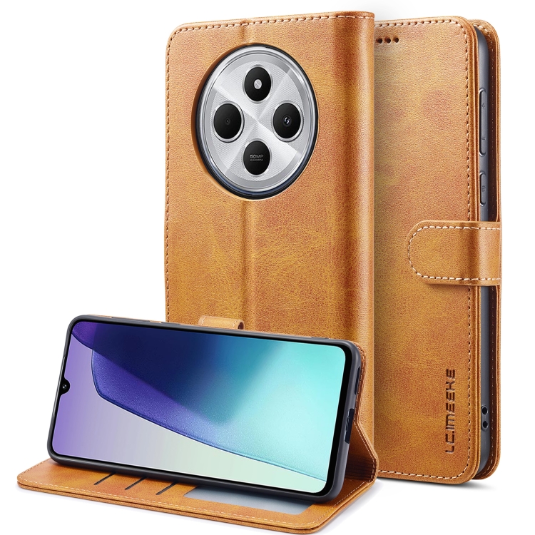 

For Redmi A4 5G LC.IMEEKE Calf Texture Leather Phone Case(Brown)