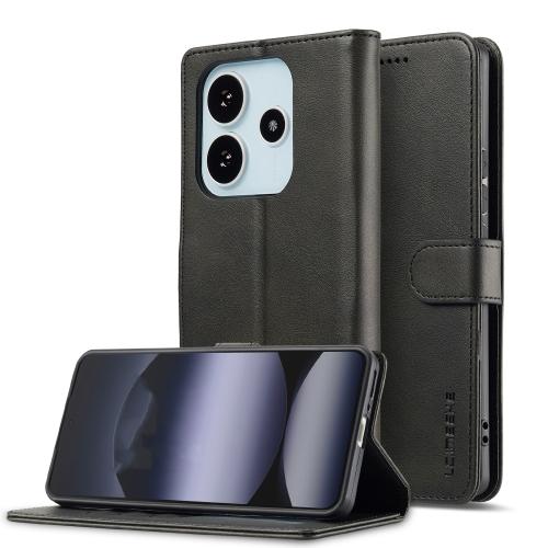

For Redmi Note 14 4G 164.84mm LC.IMEEKE Calf Texture Leather Phone Case(Black)
