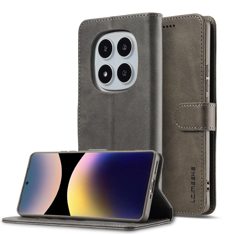 

For Redmi Note 14 Pro 4G LC.IMEEKE Calf Texture Leather Phone Case(Grey)