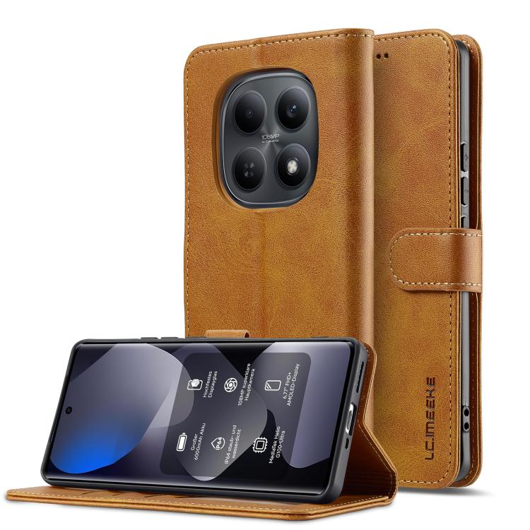 

For Redmi Note 15 4G / 5G Global 164mm LC.IMEEKE Calf Texture Leather Phone Case(Brown)