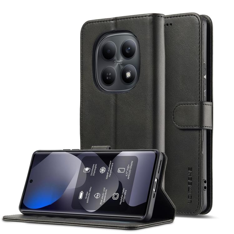 

For Redmi Note 15 Pro 4G Global 163.2mm LC.IMEEKE Calf Texture Leather Phone Case(Black)