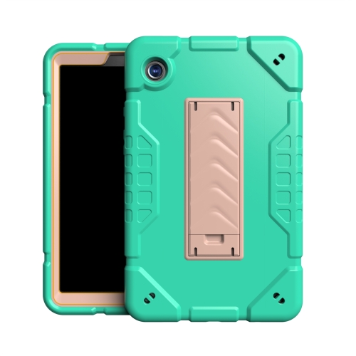 

For Samsung Galaxy Tab A9+ Armor Holder Silicone Hybrid PC Tablet Case(Mint Green Gold)