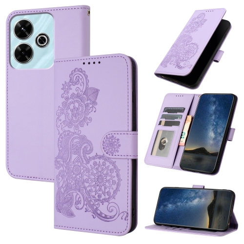 

For Redmi 13 4G Datura Flower Embossed Flip Leather Phone Case(Purple)