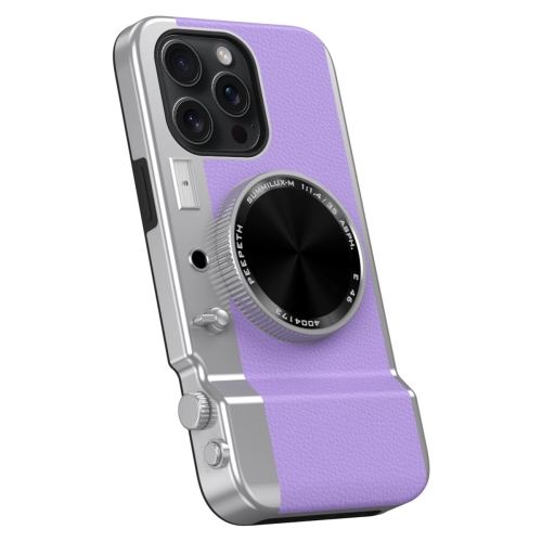 

For iPhone 12 Pro 3D Retro Bluetooth Camera Magsafe Mirror Phone Case(Lavender Purple)