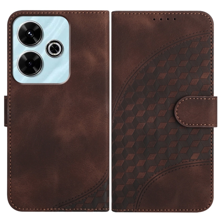 

For Redmi 13 4G Elephant Head Embossed Phone Leather Case with Lanyard(Coffee)