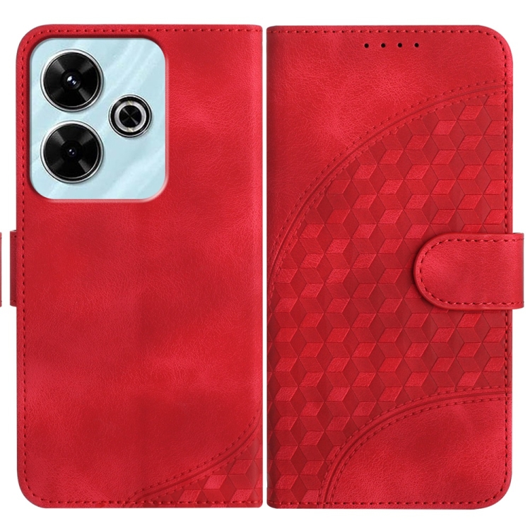 

For Redmi 13 4G Elephant Head Embossed Phone Leather Case with Lanyard(Red)