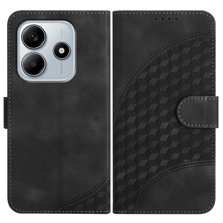 

For Redmi Note 14 5G Elephant Head Embossed Phone Leather Case with Lanyard(Black)