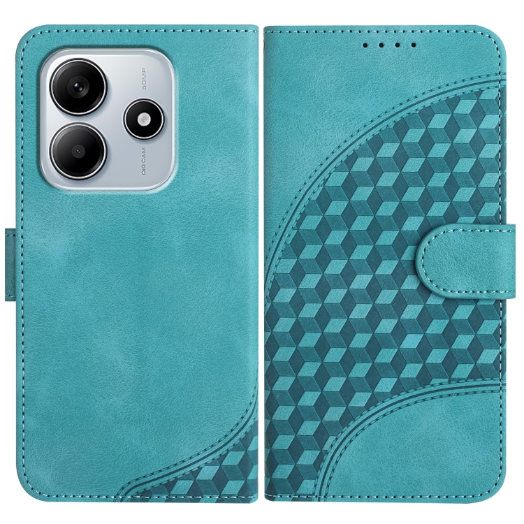 

For Redmi Note 14 5G Elephant Head Embossed Phone Leather Case with Lanyard(Light Blue)