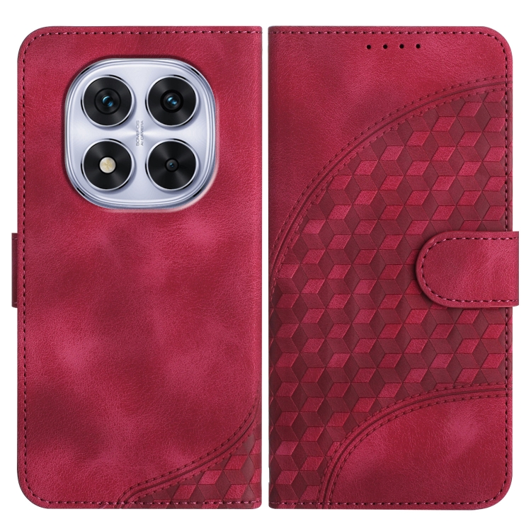 

For Redmi Note 14 Pro 5G Elephant Head Embossed Phone Leather Case with Lanyard(Rose Red)