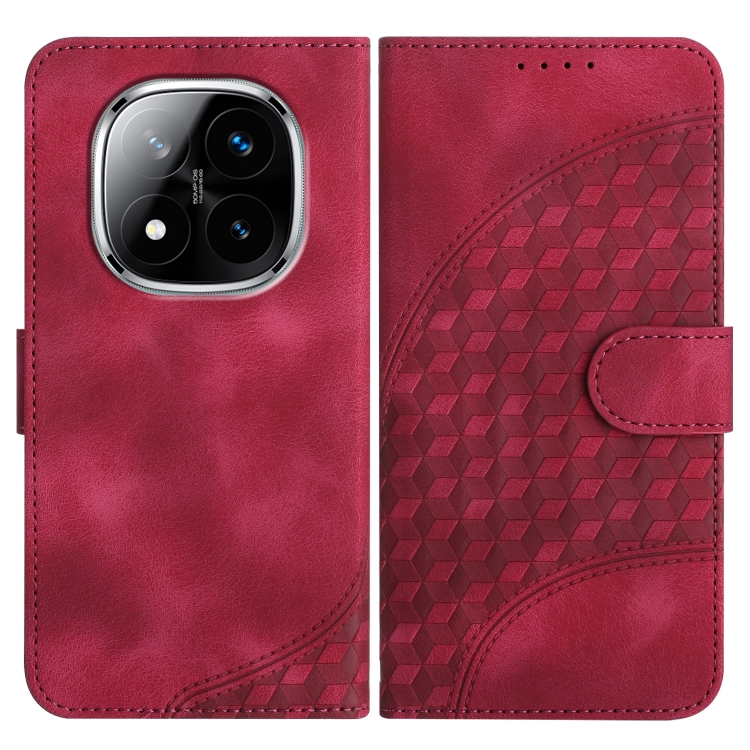 

For Redmi Note 14 Pro+ 5G Elephant Head Embossed Phone Leather Case with Lanyard(Rose Red)