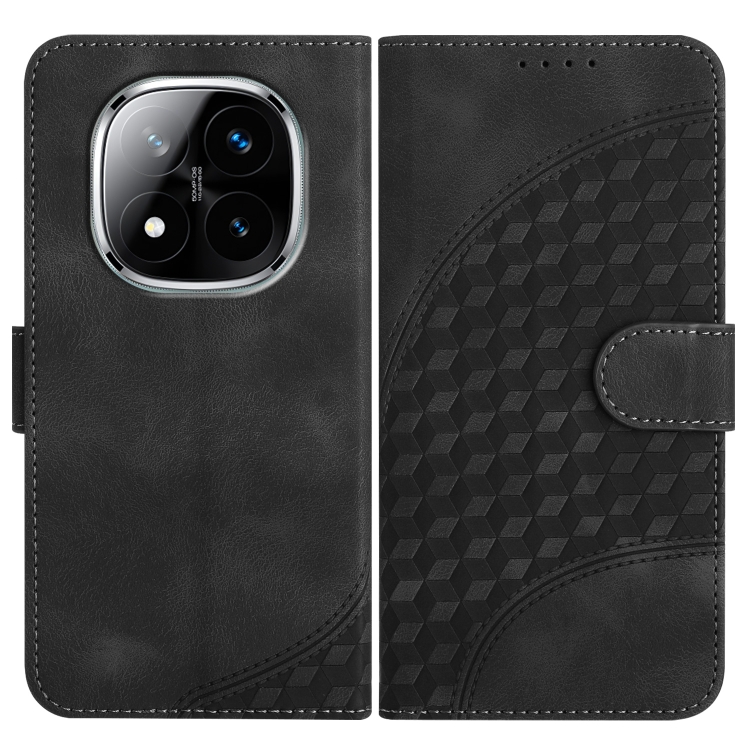 

For Redmi Note 14 Pro+ 5G Elephant Head Embossed Phone Leather Case with Lanyard(Black)