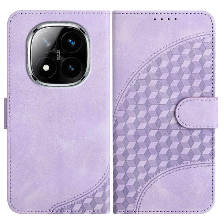 

For Redmi Note 14 Pro+ 5G Elephant Head Embossed Phone Leather Case with Lanyard(Light Purple)