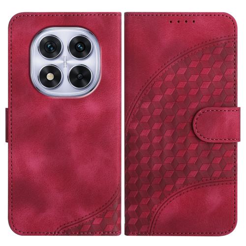 

For Redmi Note 14 Pro 4G Elephant Head Embossed Phone Leather Case with Lanyard(Rose Red)