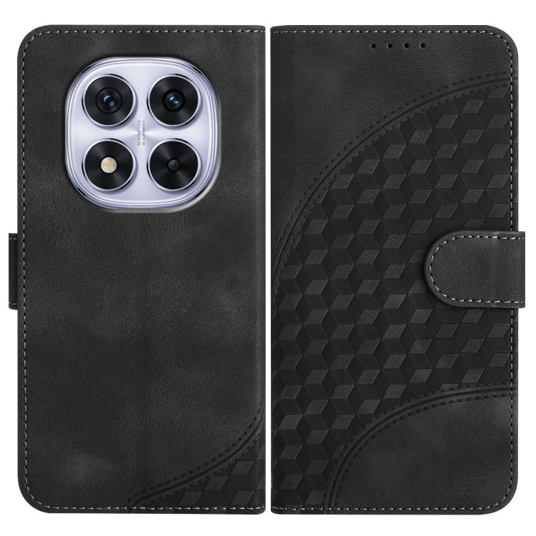 

For Redmi Note 14 Pro 4G Elephant Head Embossed Phone Leather Case with Lanyard(Black)