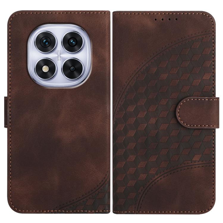 

For Redmi Note 14 Pro 4G Elephant Head Embossed Phone Leather Case with Lanyard(Coffee)