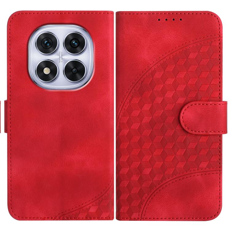 

For Redmi Note 14 Pro 4G Elephant Head Embossed Phone Leather Case with Lanyard(Red)