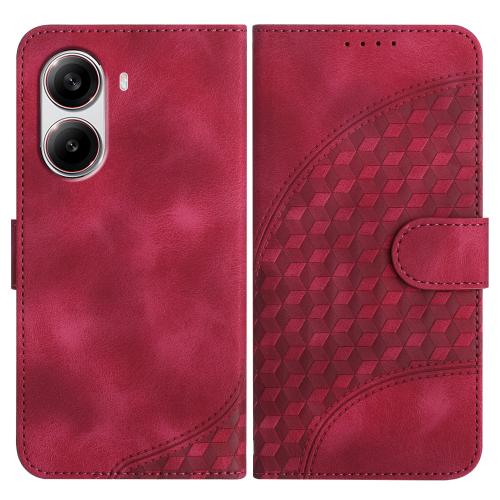 

For Redmi Turbo 4 / Xiaomi Poco X7 Pro Elephant Head Embossed Phone Leather Case with Lanyard(Rose Red)