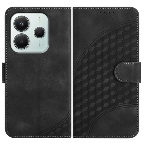 

For Redmi Note 14 4G 164.84mm Elephant Head Embossed Phone Leather Case with Lanyard(Black)
