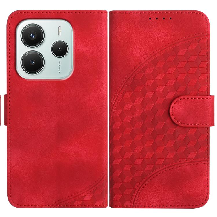 

For Redmi Note 14 4G 164.84mm Elephant Head Embossed Phone Leather Case with Lanyard(Red)