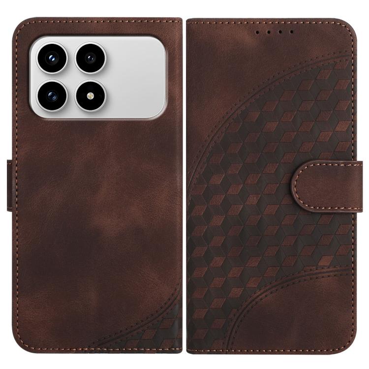 

For Redmi K90 / Xiaomi Poco F8 Pro 5G Elephant Head Embossed Phone Leather Case with Lanyard(Coffee)