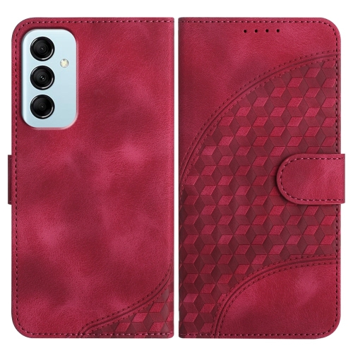 

For Samsung Galaxy M14 5G / F14 5G YX0060 Elephant Head Embossed Phone Leather Case with Lanyard(Rose Red)