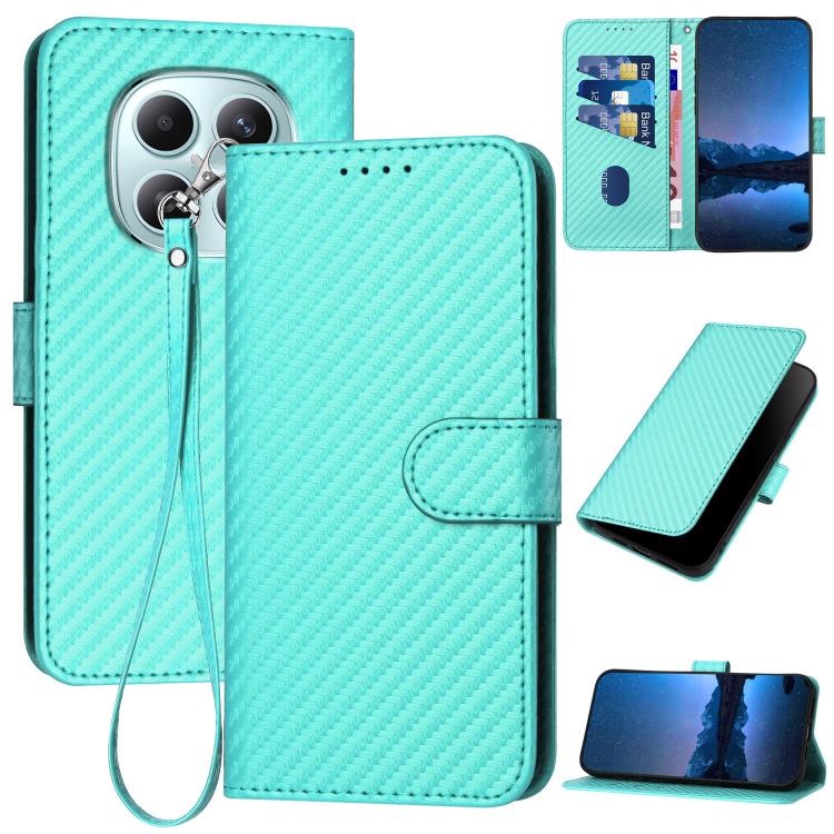 

For Redmi Note 15 4G / 5G 164mm / Poco M8 5G YX0070 Carbon Fiber Buckle Leather Phone Case with Lanyard(Light Blue)