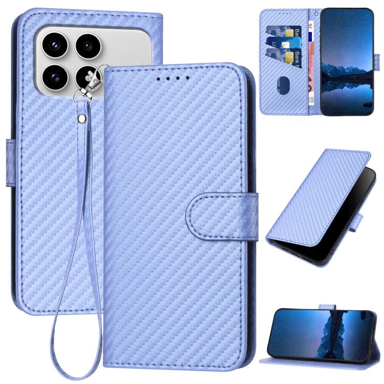 

For Redmi K90 / Xiaomi Poco F8 Pro 5G YX0070 Carbon Fiber Buckle Leather Phone Case with Lanyard(Light Purple)