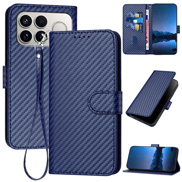 

For Redmi K90 Pro Max / Poco F8 Ultra YX0070 Carbon Fiber Buckle Leather Phone Case with Lanyard(Royal Blue)