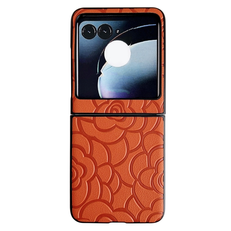 

For Motorola Razr 50 Impression Flower Pattern Protective Phone Case(Orange)