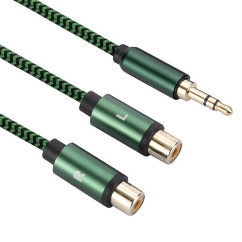 

3.5mm Male to 2 RCA Female Audio Cable Amplifier Connector, Length:0.5m(Green)