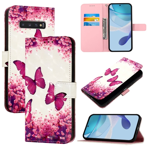 

For Samsung Galaxy S10+ 3D Painting Horizontal Flip Leather Phone Case(Rose Butterfly)