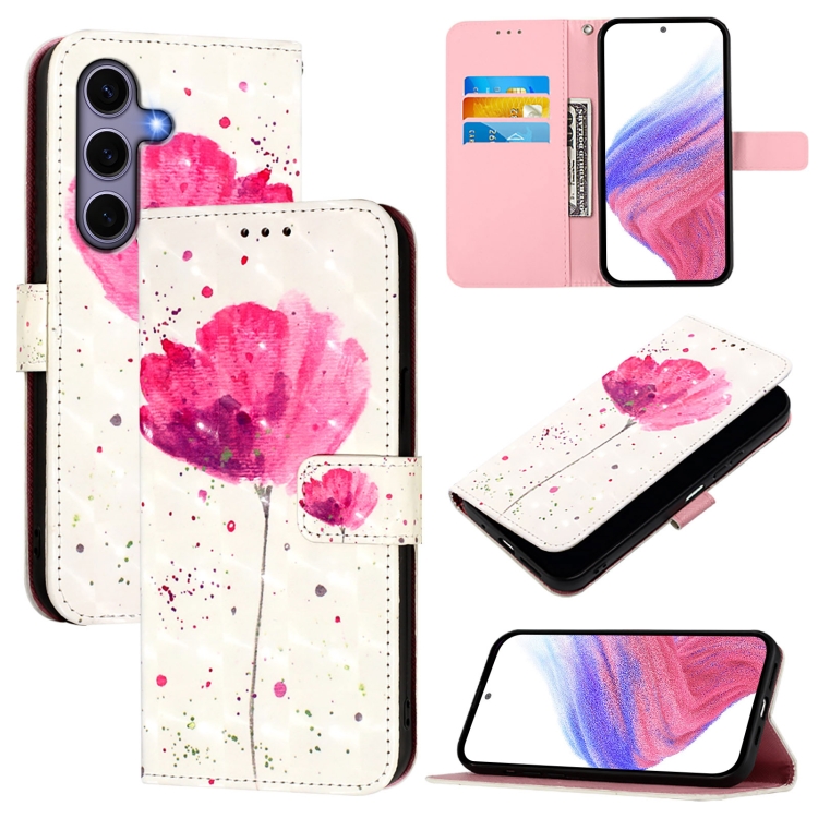 

For Samsung Galaxy S25 5G 3D Painting Horizontal Flip Leather Phone Case(Flower)