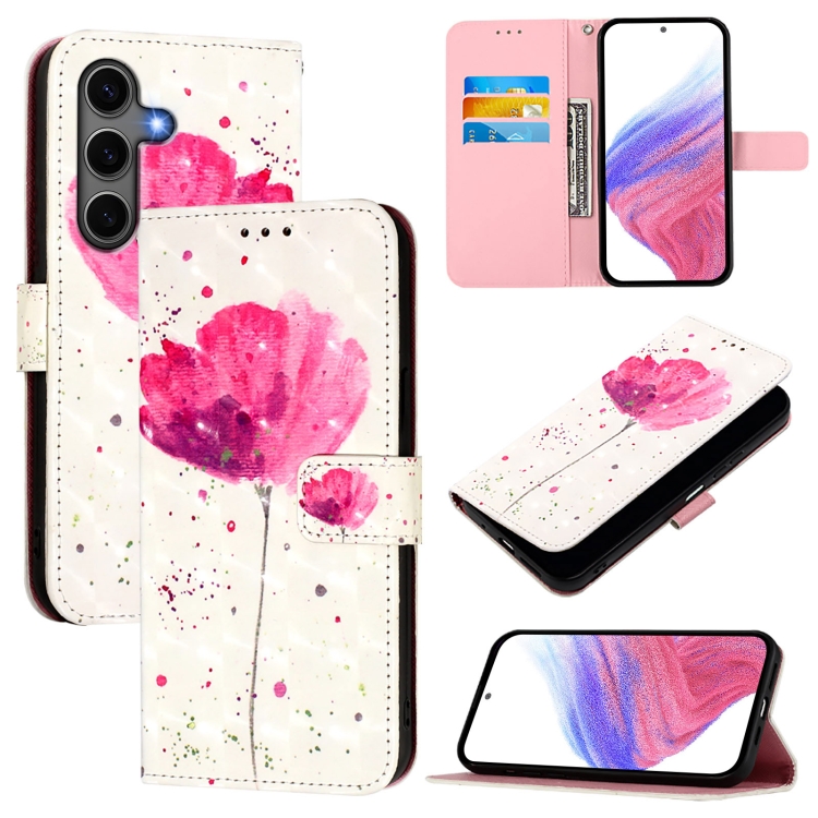 

For Samsung Galaxy S25+ 5G 3D Painting Horizontal Flip Leather Phone Case(Flower)