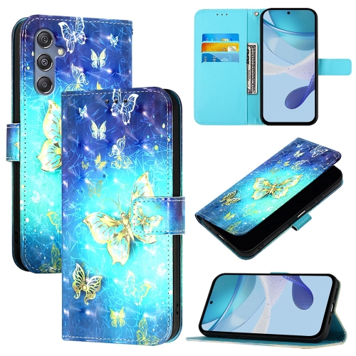 

For Samsung Galaxy M34 5G / F34 5G 3D Painting Horizontal Flip Leather Phone Case(Golden Butterfly)